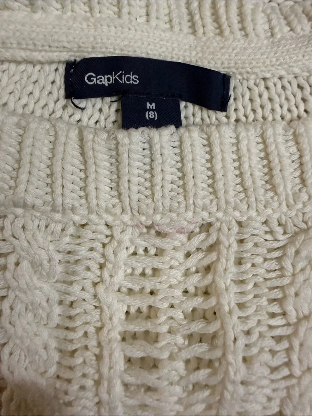 GAP Ivory Cable Knit Crewneck Sweater